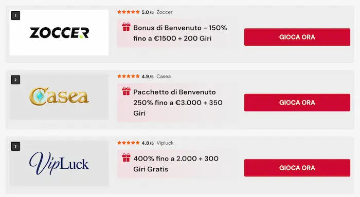 Casino non AAMS games